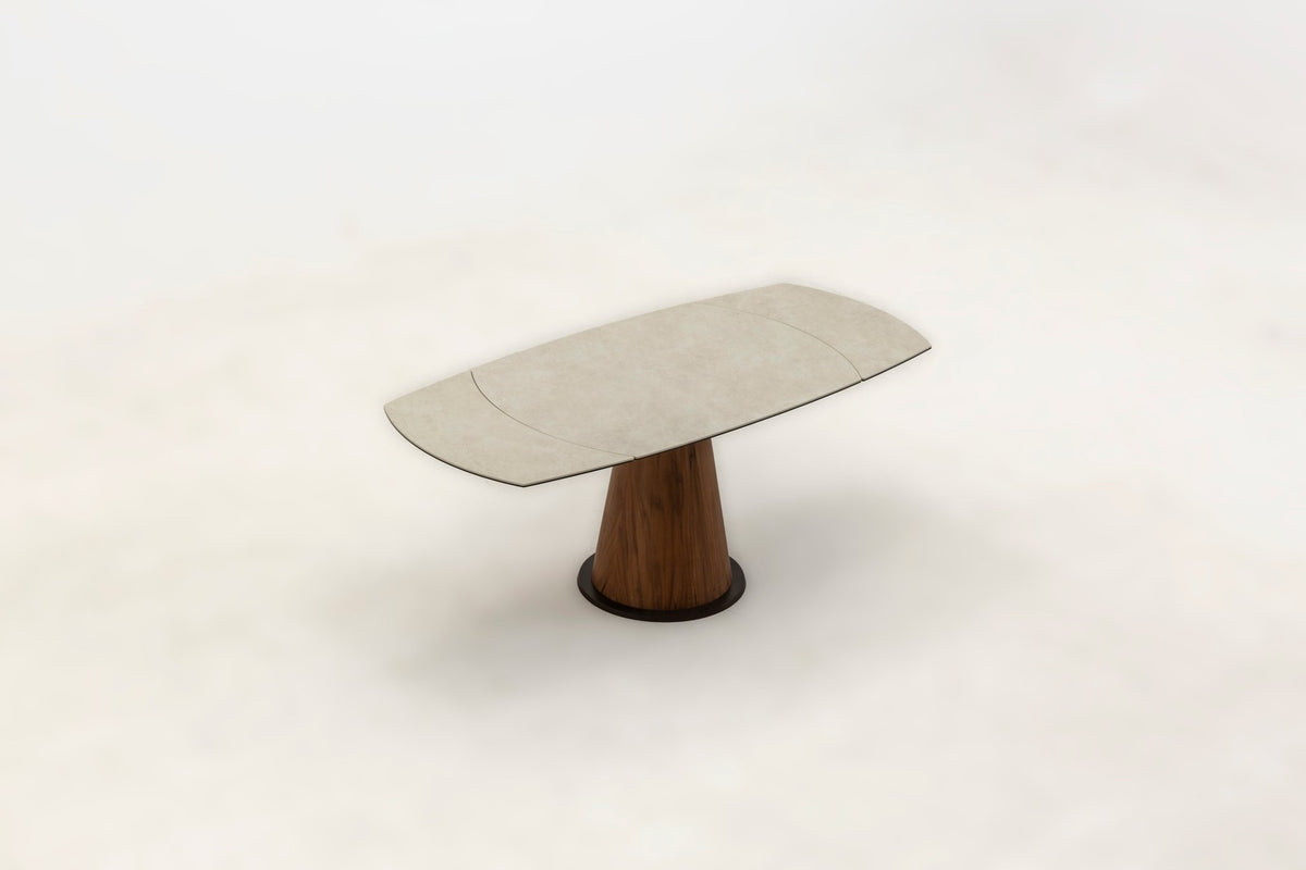 Touch Porselen Masa açık hâlde, uzatılmış oval tabla