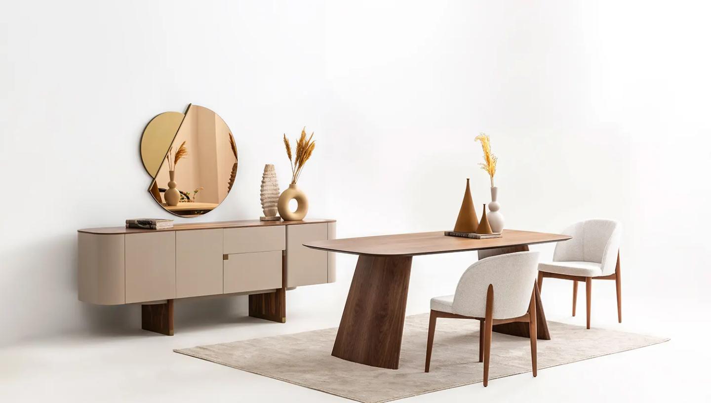 Delta Yemek Odası Takımı ( Bej - Ceviz) - Resim 6