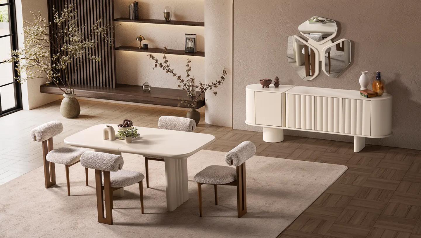 Ramoz Yemek Odası Takımı ( Ekru) - Resim 1