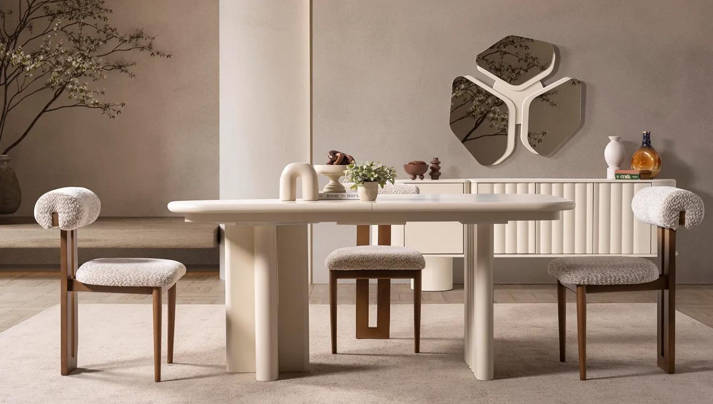 Ramoz Yemek Odası Takımı ( Ekru) - Resim 3