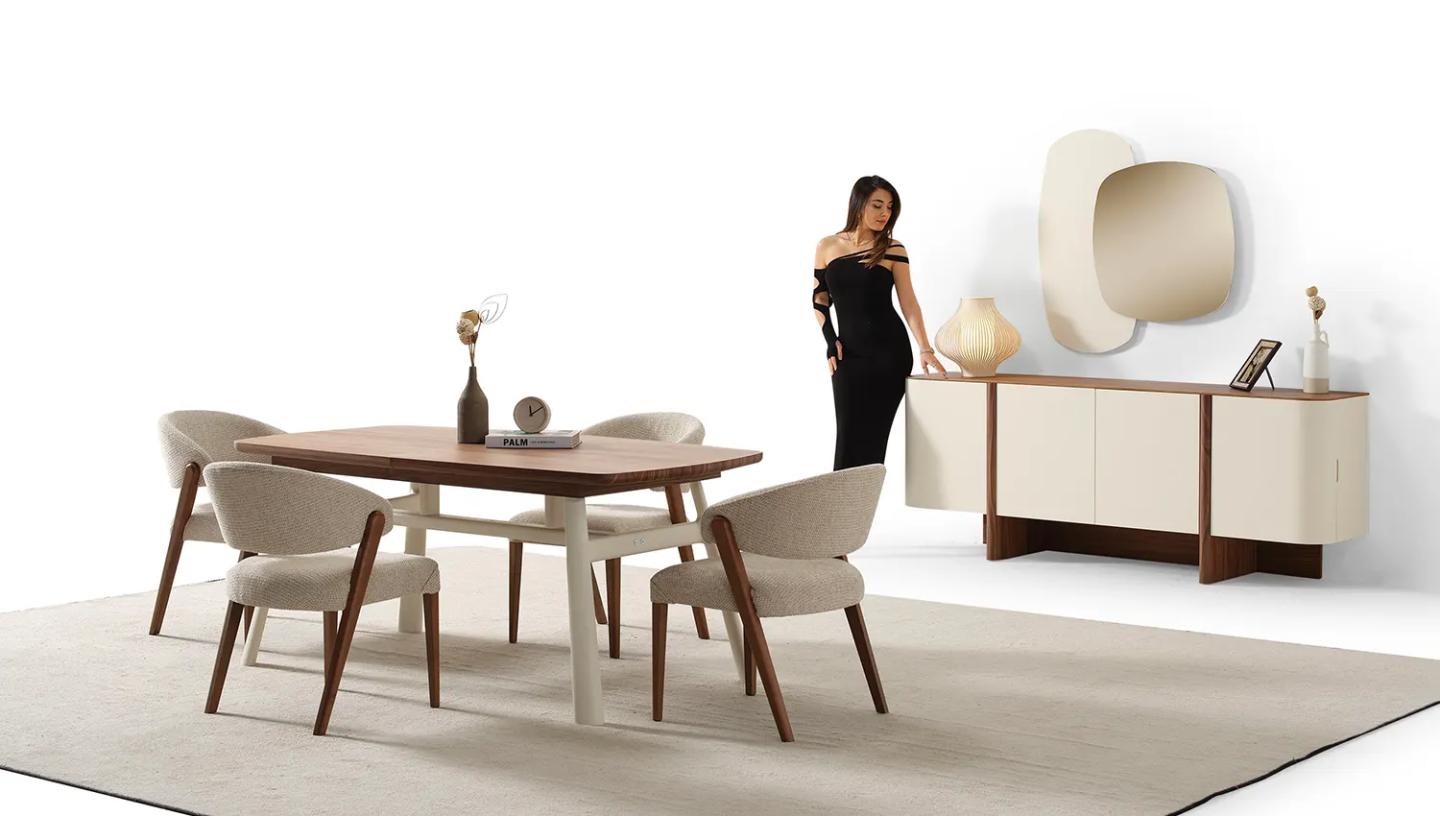 Hertech Yemek Odası Takımı ( Ceviz ) - Resim 1