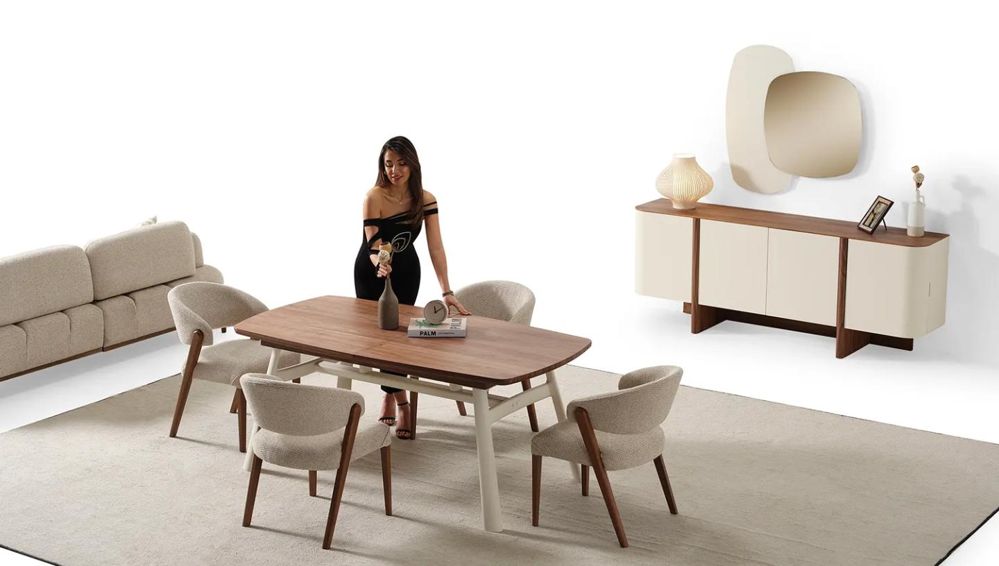 Hertech Yemek Odası Takımı ( Ceviz ) - Resim 2