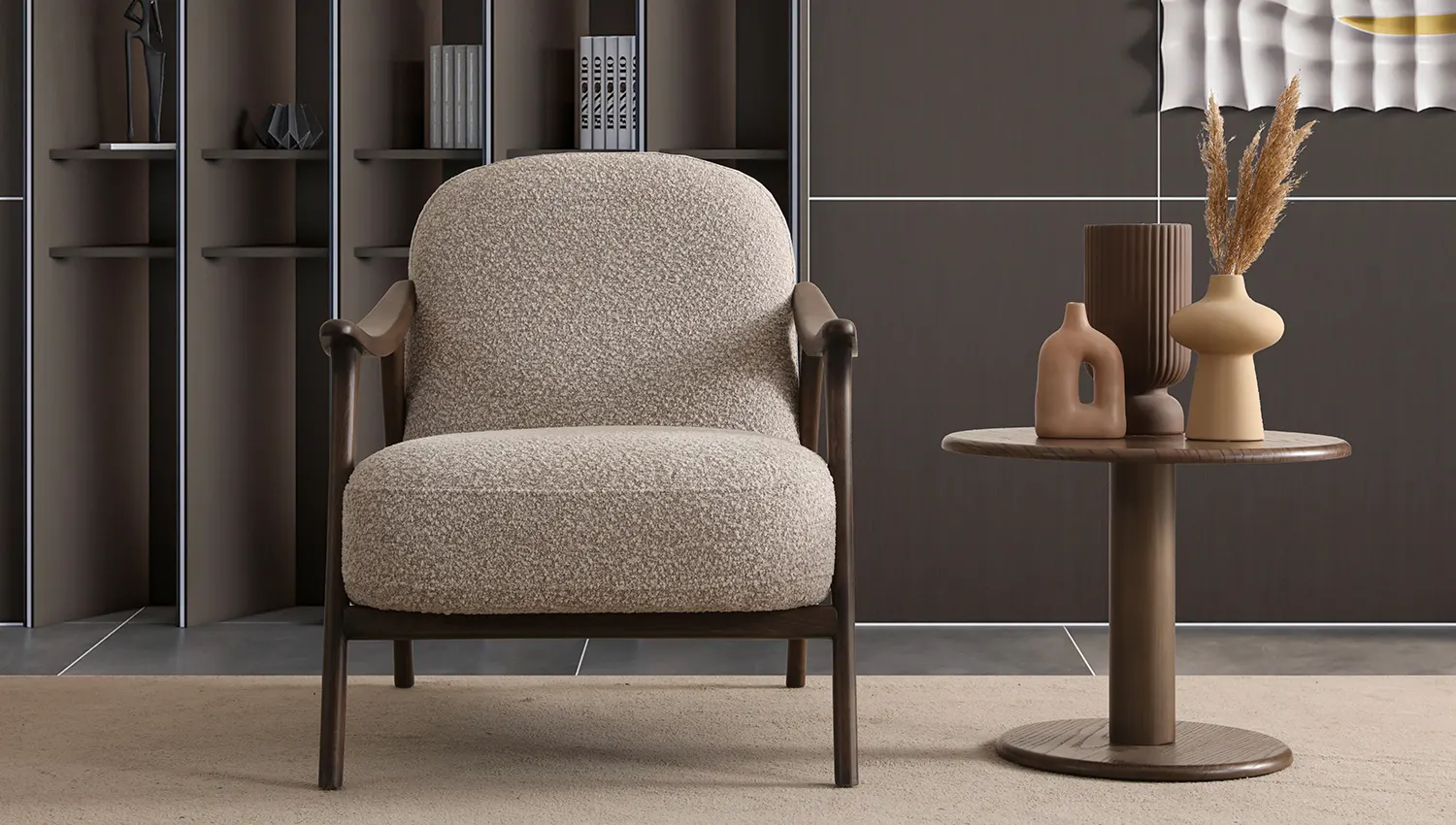 Rustic Dark Sıvamalı Yan Sehpa