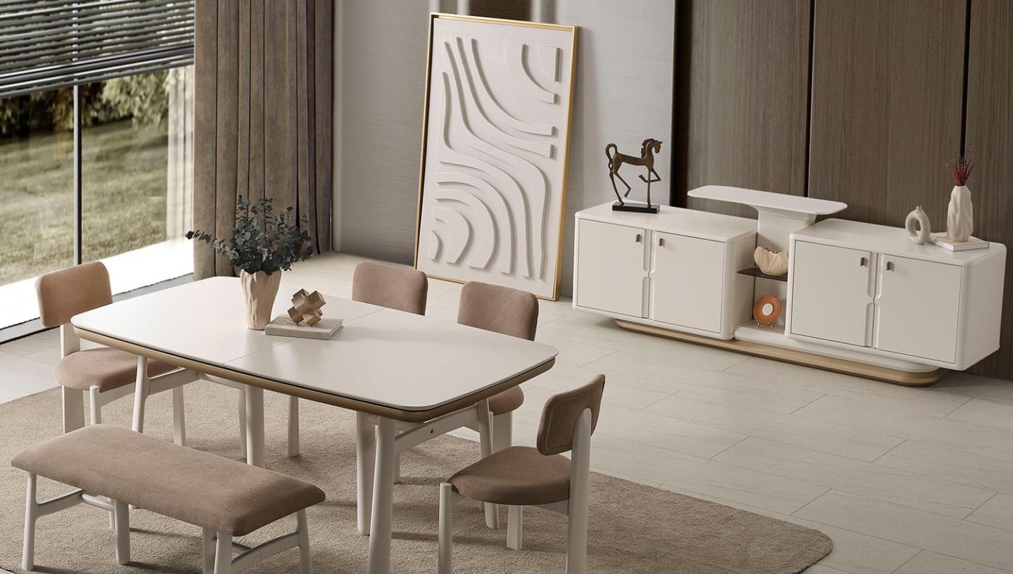 Velluto Yemek Odası Takımı ( Lake ) - Resim 1