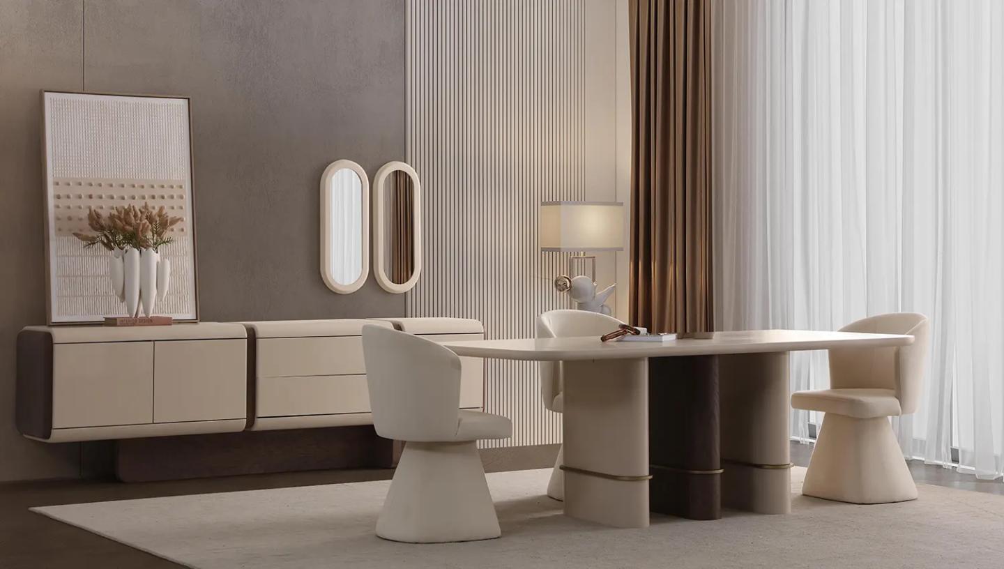 Edra Yemek Odası Takımı  ( Krem ) - Resim 1