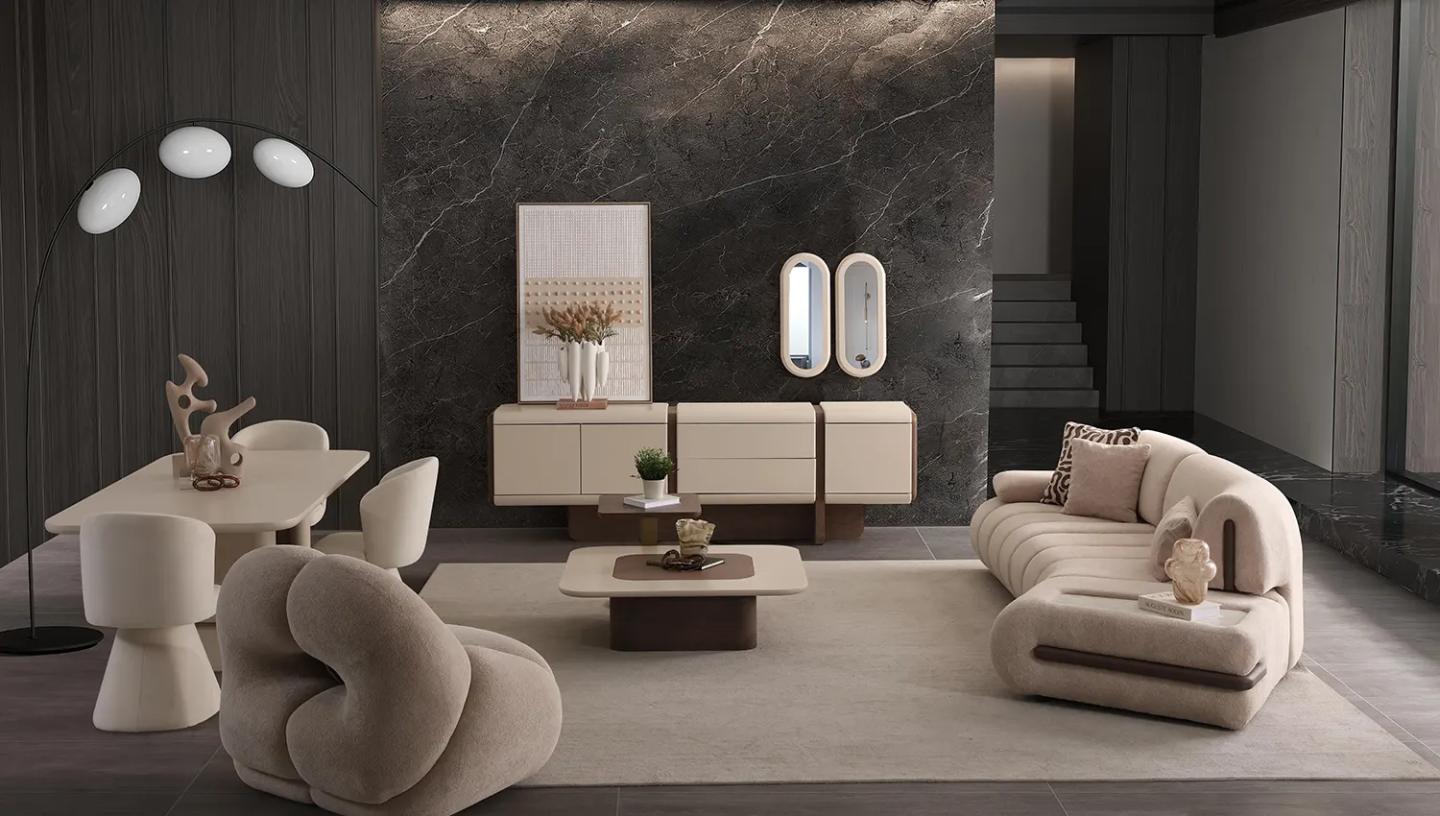 Edra Yemek Odası Takımı  ( Krem ) - Resim 2